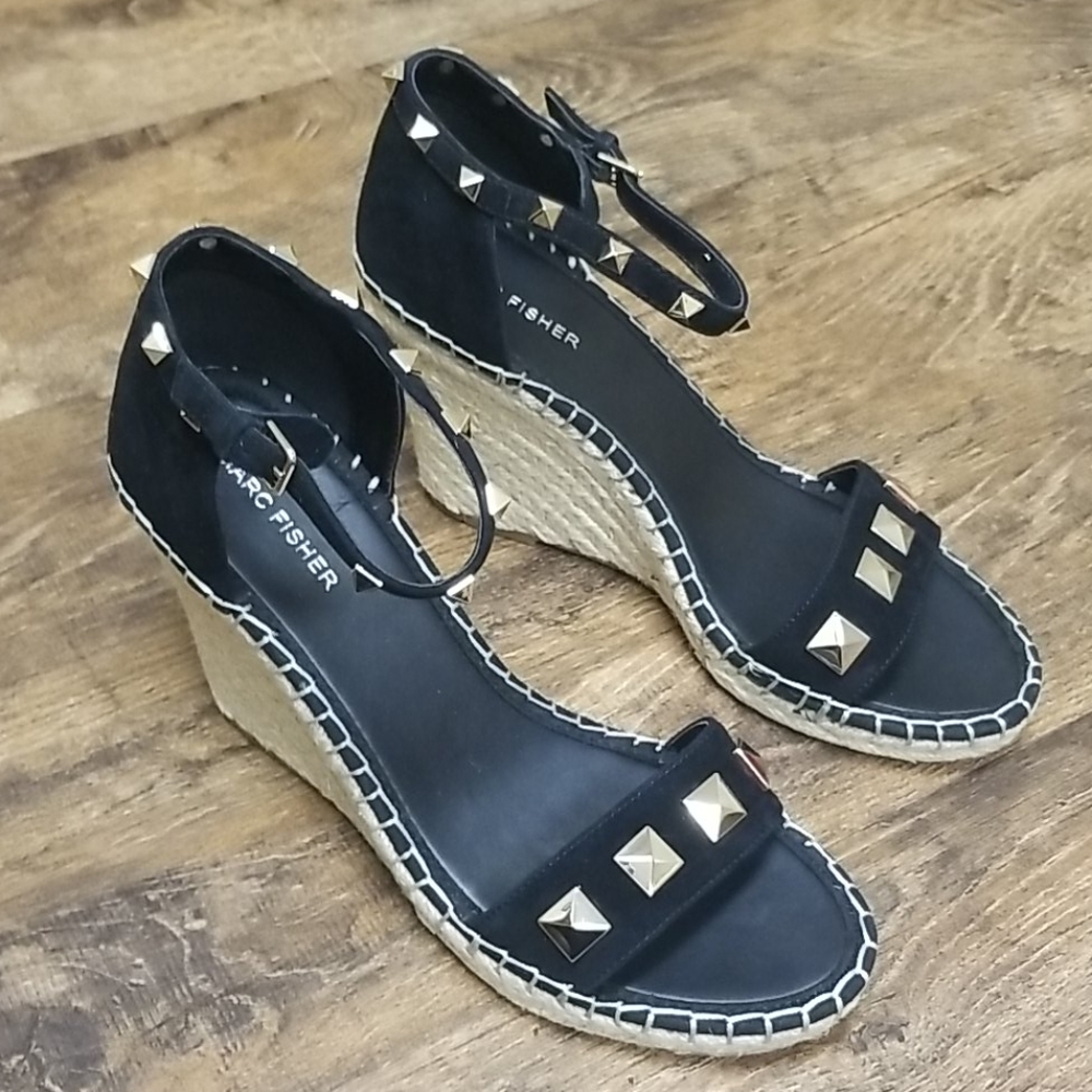 Marc Fisher Knoll Studded Wedge Sandals - Picture 1 of 4